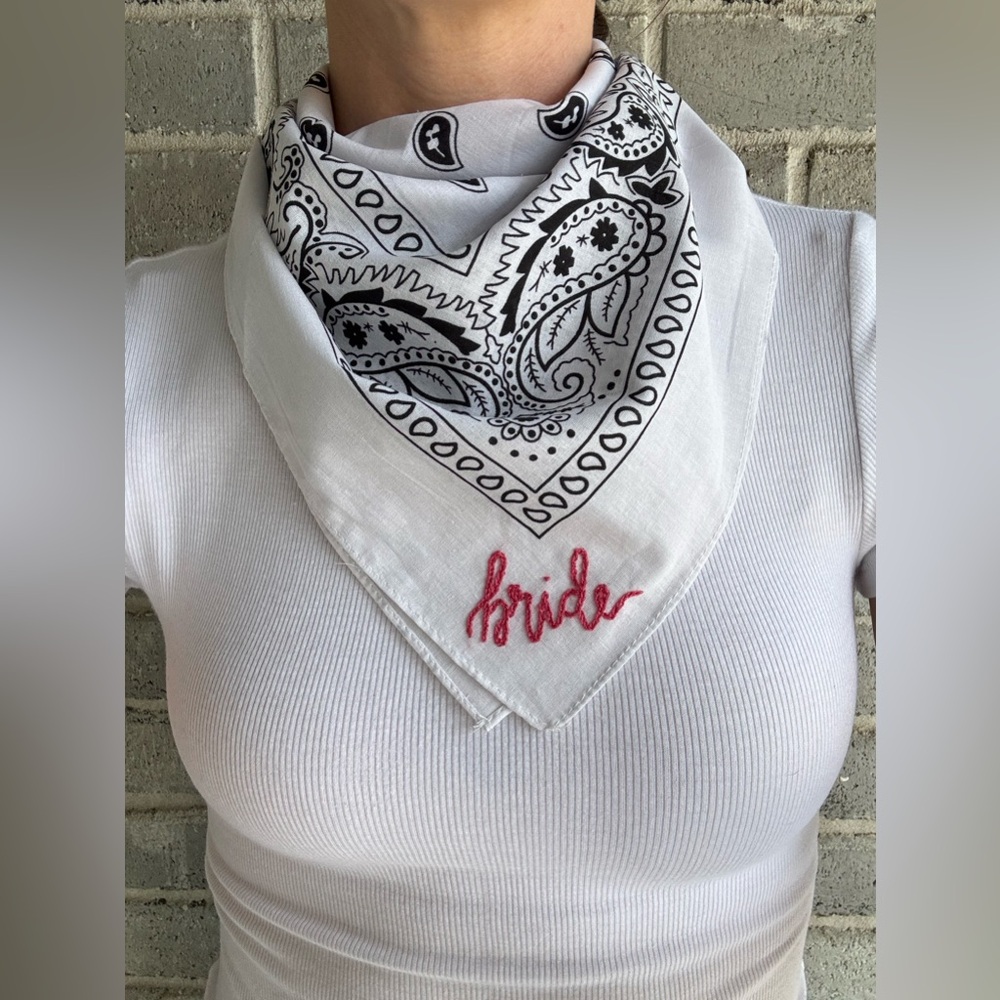 White & Pink Bride Bandana